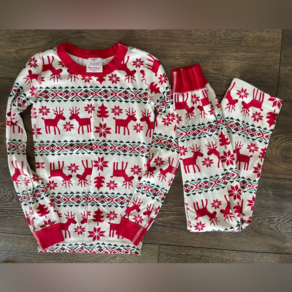 Hanna Andersson Christmas Reindeer Pajamas Sz. 130 8